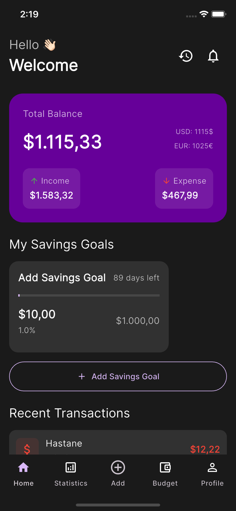 SmartWallet ekran